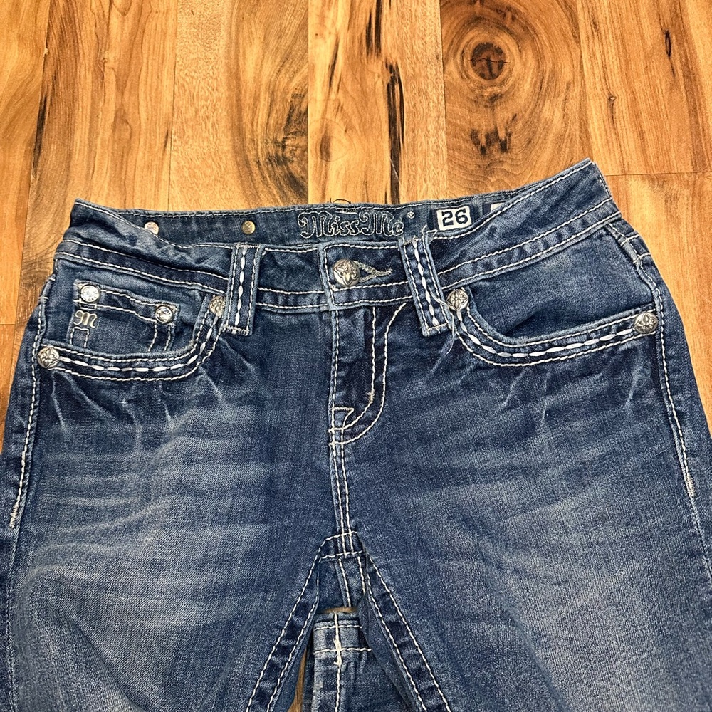 Miss Me Lace Pocket Bootcut Jeans Woman’s Size 26 Y2K  Early 2000s Dark Wash - Picture 4 of 13